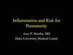 Inflammation and Risk for Prematurity