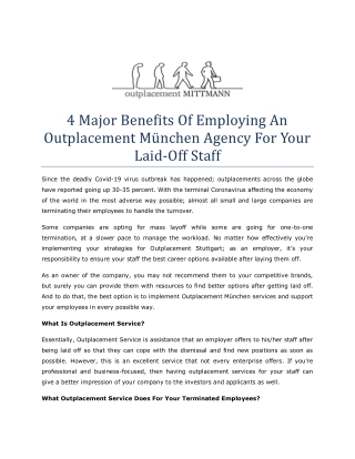 Benefits Of Employing An Outplacement München