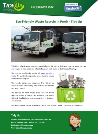 Eco-Friendly Waste Recycle in Perth - Tidy Up