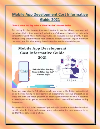 Mobile App Development Cost Informative Guide 2021