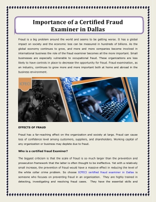 Importance of a Certified Fraud Examiner in Dallas
