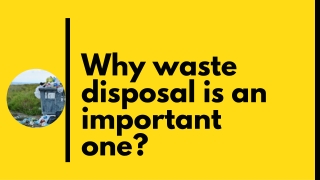Why waste disposal is an important one?
