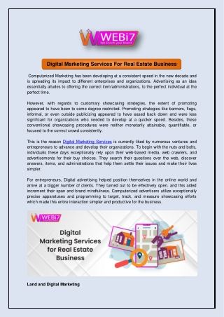 Digital Marketing Services For Real Estate Business