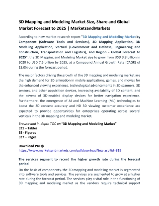 3d mapping and modeling market size, share and global market forecast to 2025  marketsandmarkets