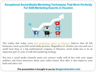 Exceptional Social Media Marketing Techniques That Work Perfectly For B2B Marketing Experts in Houston