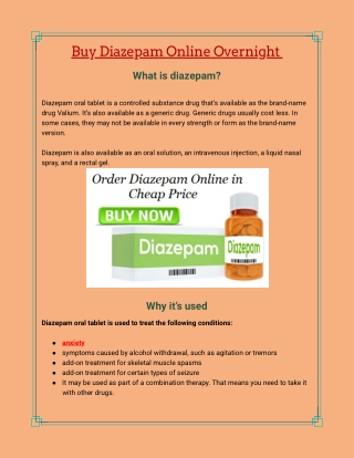 Buy Diazepam  Online without Prescription Overnight Delivery