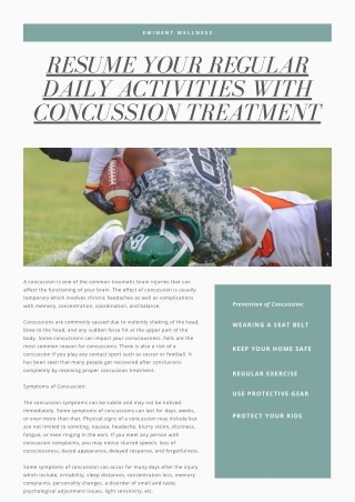 Resume Your Regular Daily Activities with Concussion Treatment