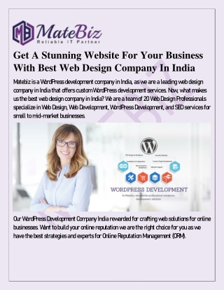 Get A Stunning Website For Your Business With Best Web Design Company In India