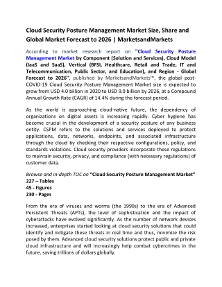 Cloud security posture management market size, share and global market forecast to 2026  marketsand markets
