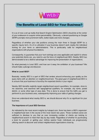 The Benefits of Local SEO for Your Business?
