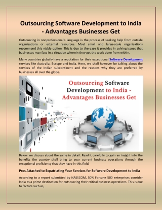 Outsourcing Software Development to India - Advantages Businesses Get
