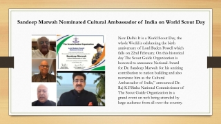 Sandeep Marwah Nominated Cultural Ambassador of India on World Scout Day