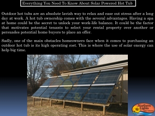 Advantage of Using Solar Power for Outdoor Hot Tub Heating