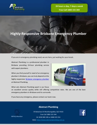 Highly-Responsive Brisbane Emergency Plumber