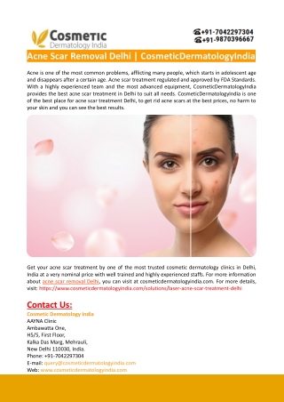 Acne Scar Removal Treatment Delhi-CosmeticDermatologyIndia