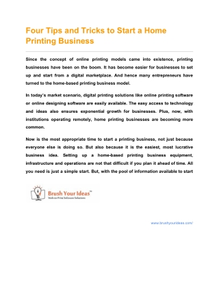 Four Tips and Tricks to Start a Home Printing Business