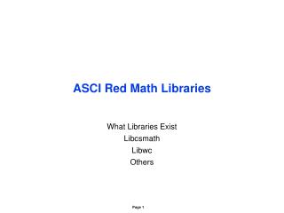 ASCI Red Math Libraries