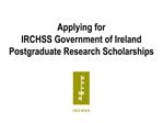 Applying for IRCHSS Government of Ireland Postgraduate Research Scholarships
