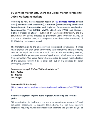 5g services market size, share and global market forecast to 2026  marketsandmarkets