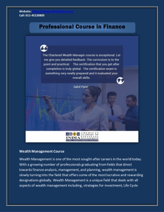 Professional Course in Finance - Wealth Management Courses - AAFM India