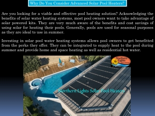 Advanced Solar Pool Heating System - Northern Lights Solar Solutions