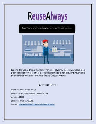 Social Networking Site for Recycle Awareness | Reusealways.com