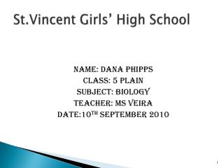 St.Vincent Girls’ High S chool