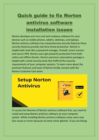 Quick guide to fix Norton antivirus software installation issues