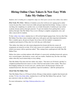 Hiring Online Class Takers Is Now Easy With Take My Online Class
