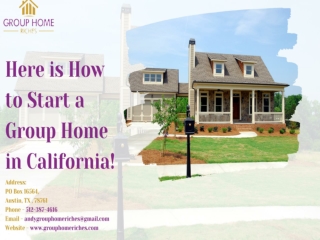Here is How to Start a Group Home in California!