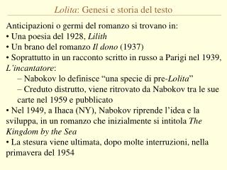 Lolita : Genesi e storia del testo
