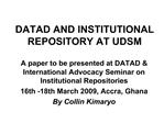 DATAD AND INSTITUTIONAL REPOSITORY AT UDSM