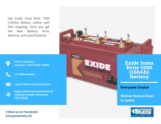Best Exide Insta Brite 1500 (150Ah) Battery