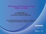 Managing Nanotechnology ESH at DOE
