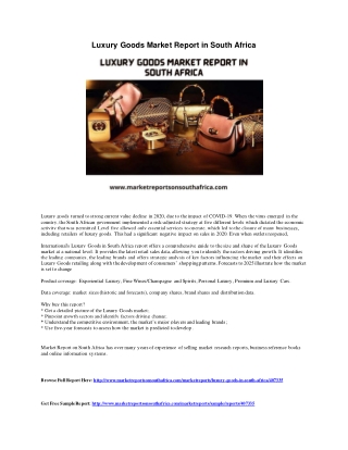 Luxury Goods Market Report in South Africa