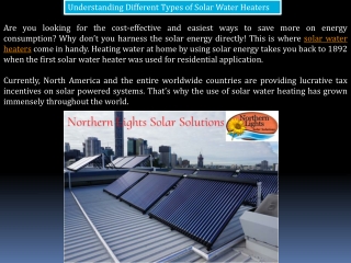Different Types of Solar Water Heaters - Northern Lights Solar Solutions
