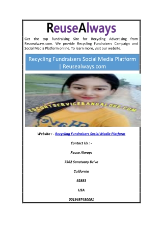 Recycling Fundraisers Social Media Platform | Reusealways.com