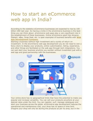 How to start an eCommerce web app in India