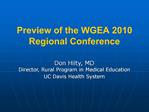 Preview of the WGEA 2010 Regional Conference