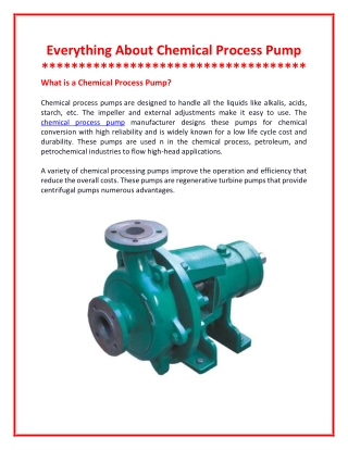All You Need to Know About Chemical Process Pump