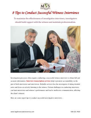 8 Tips to Conduct Successful Witness Interviews