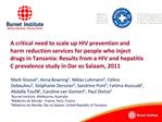 A critical need to scale up HIV prevention and harm reduction services for people who inject drugs in Tanzania: Results