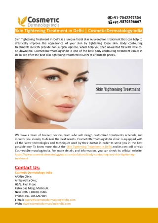 Skin Tightening Treatment in Delhi-CosmeticDermatologyIndia