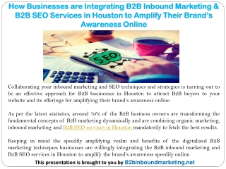 How Businesses are Integrating B2B Inbound Marketing & B2B SEO Services in Houston to Amplify Their Brand’s Awareness On