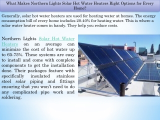 Northern Lights Solar Hot Water Heaters - Solar Tubs