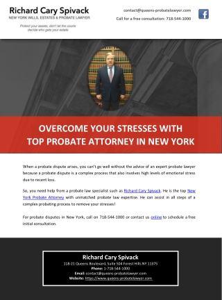 OVERCOME YOUR STRESSES WITH TOP PROBATE ATTORNEY IN NEW YORK