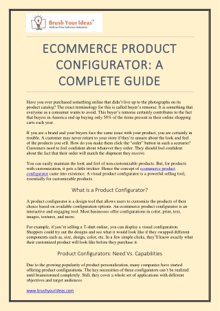 ECOMMERCE PRODUCT CONFIGURATOR- A COMPLETE GUIDE