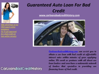 Guaranteed auto loan for bad credit