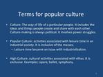 Terms for popular culture