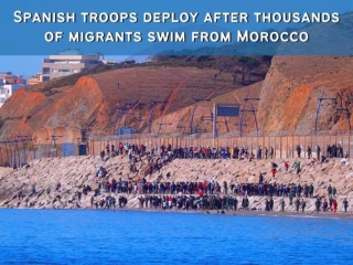 Spanish troops deploy after thousands of migrants swim from Morocco